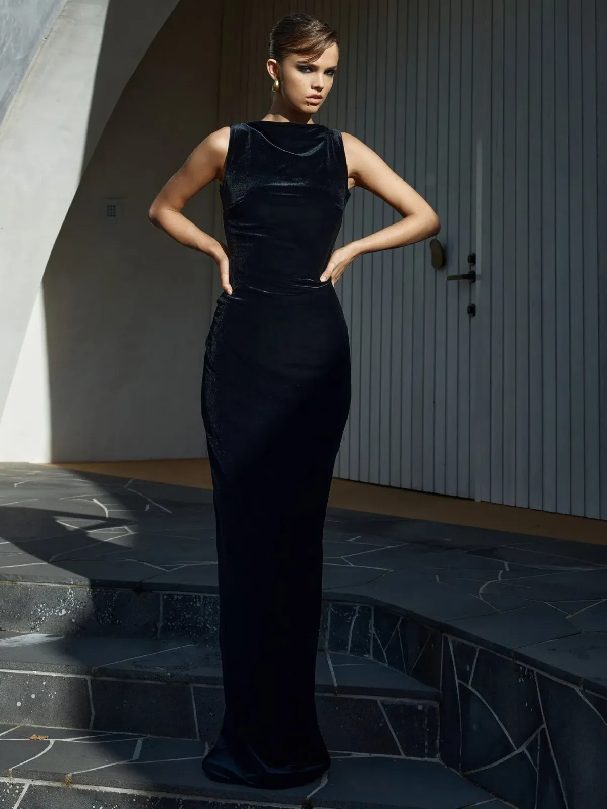 Effie Kats Verona Gown in Black Velvet Size M / AU 10 for rent on The Volte - main image