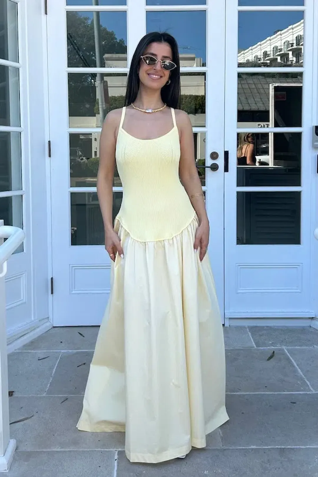 Friend of Audrey Olga Contrast Knit Full Dress Lemon Size 12 for rent on The Volte - main image