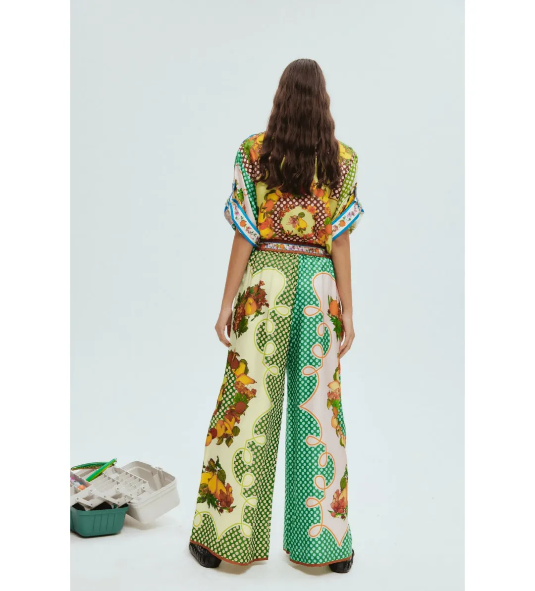 Alemais Lemonis Silk Shirt and Pant Set Multi Size 16 for rent on The Volte - main image