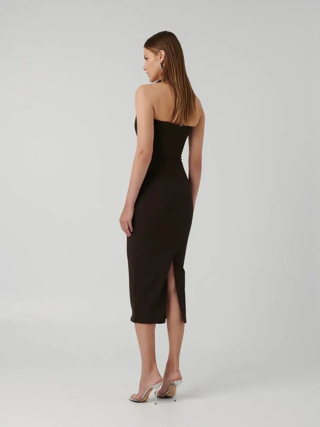 Effie Kats Meline Midi Dress Coffee Brown Size M / AU 10 for rent on The Volte - main image
