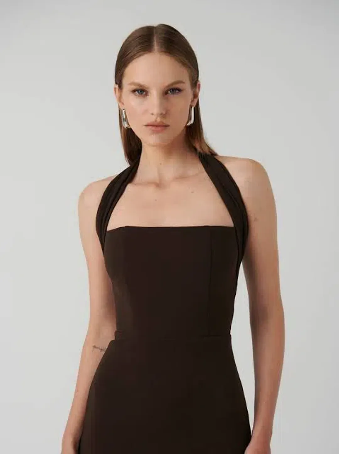 Effie Kats Meline Midi Dress Coffee Brown Size M / AU 10 for rent on The Volte - main image