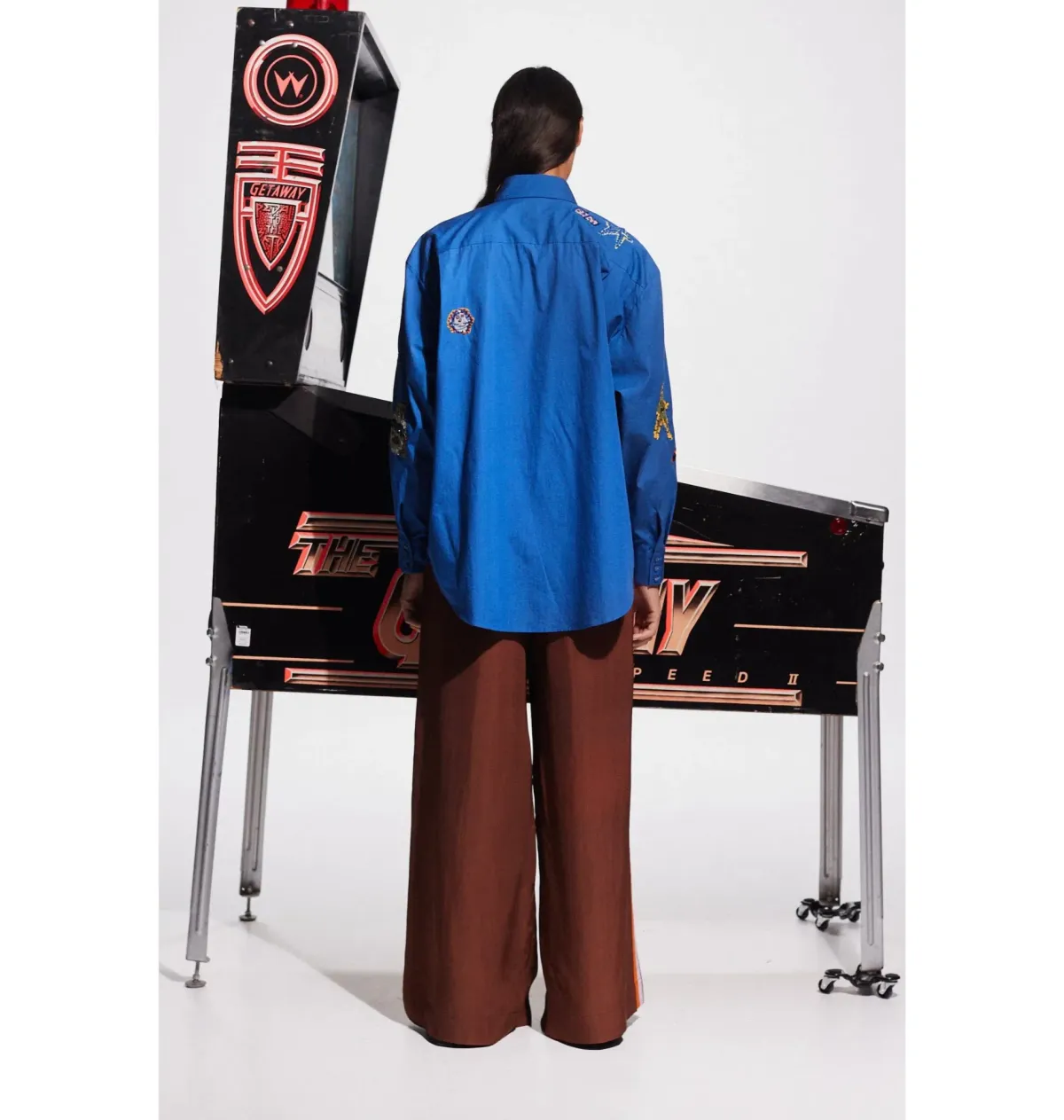 Alemais Players Embroidered Shirt Blue and Pants Ivory Set Size AU 16 - Image 2