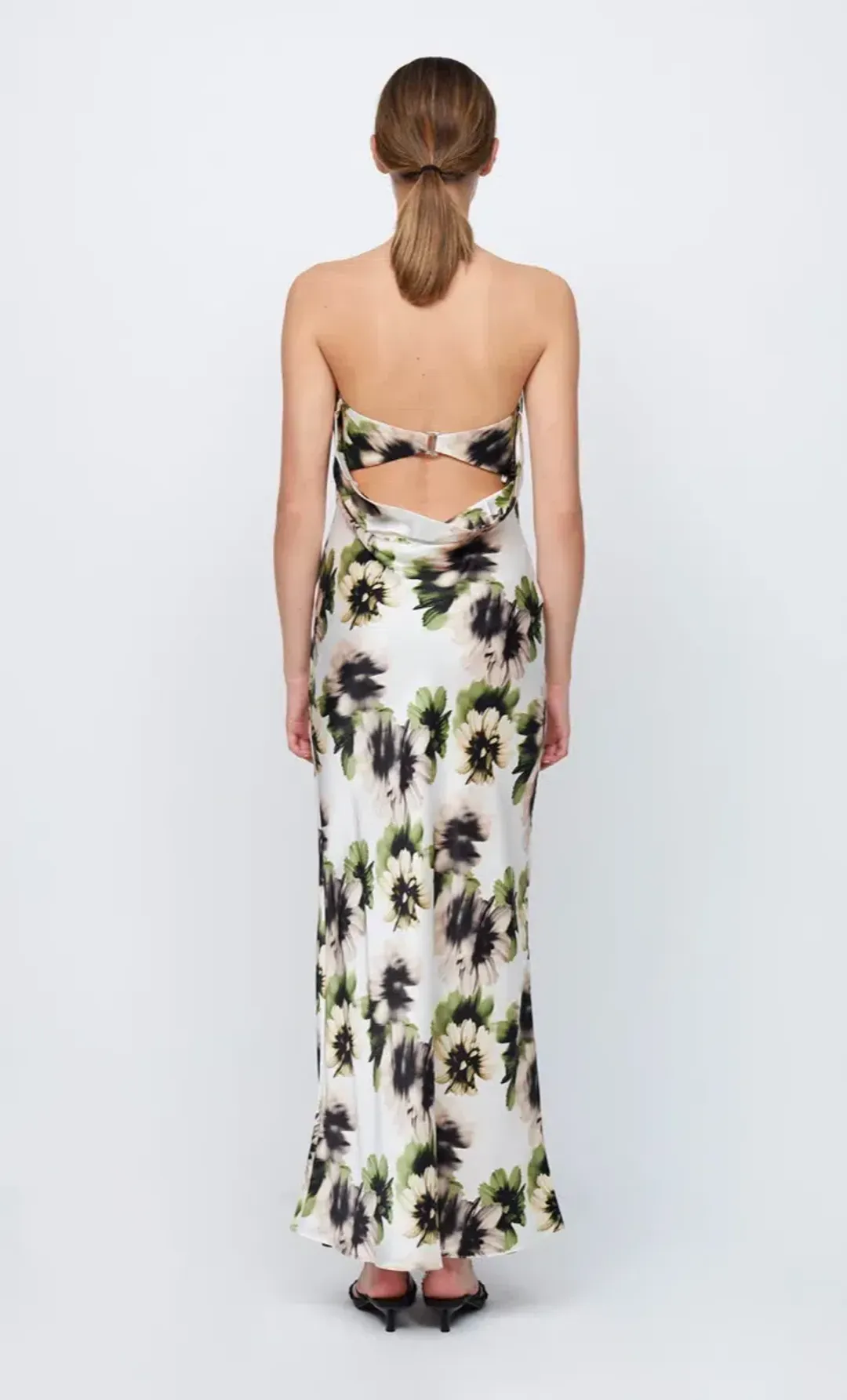 Bec & Bridge Bloom Silk Strapless Maxi in Ivory Floral Print Size 8 for rent on The Volte - main image