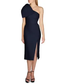 Rebecca Vallance Hamptons Midi Bow Dress Navy Size 8 for rent on The Volte - image 1