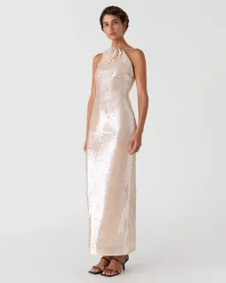 MISHA Allegra Sequin Maxi Dress Champagne Size 8 for rent on The Volte - image 3