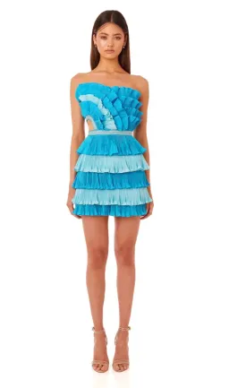 Eliya the Label Josephine Mini Ruffled Dress Blue for rent on The Volte - image 1