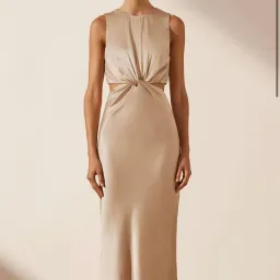 Shona Joy - La Lune Twist Front Sleeveless Midi Dress - Gold for rent on The Volte - image 1