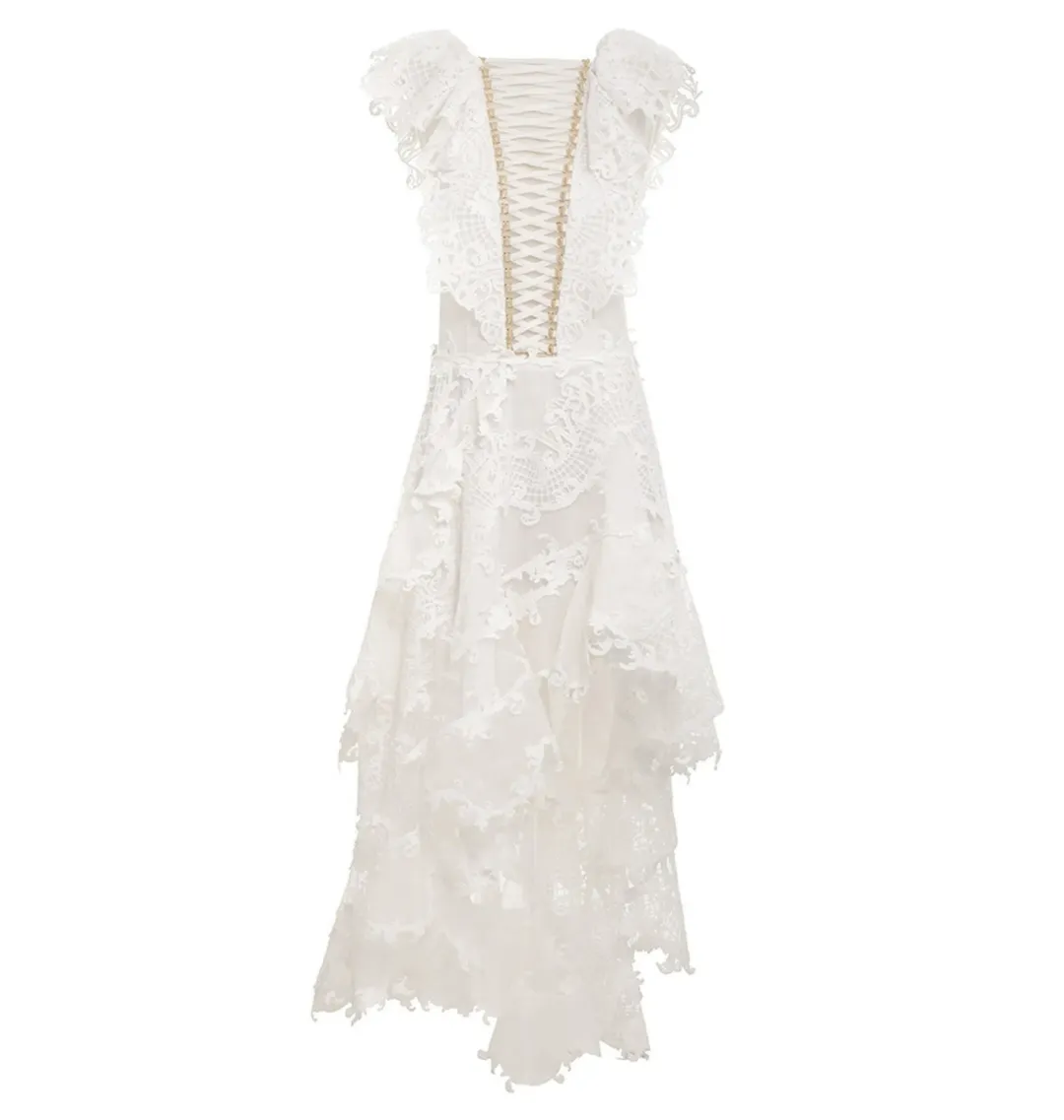 Zimmermann Coaster Corset Laced Gown In Ivory Size 0 / AU 8 for rent on The Volte - main image