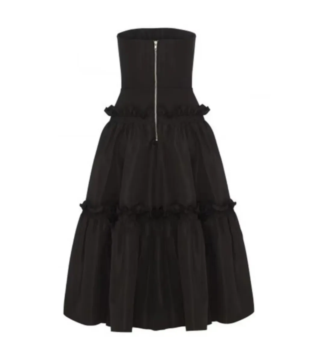 Alex Perry Strapless Ruffles Gown Black Size AU 4 for rent on The Volte - main image
