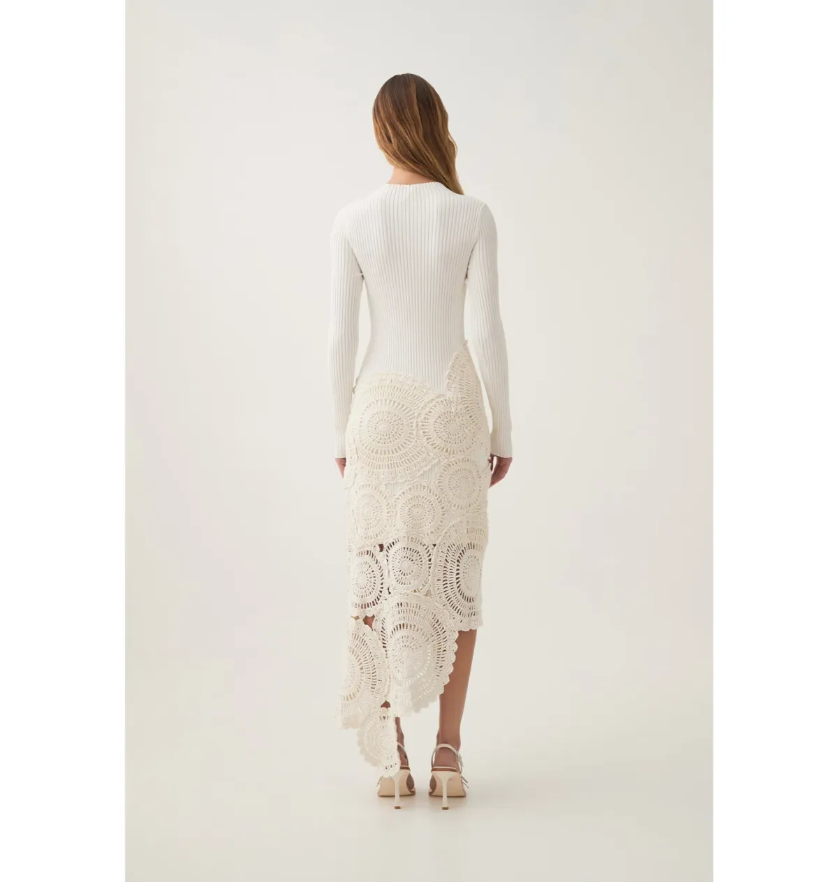Aje Mosaic Crochet Midi Dress Ivory Size Small / AU 8 - Image 4