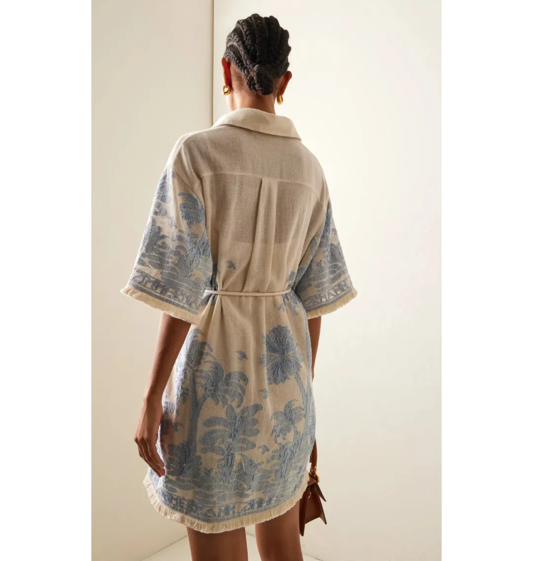 Zimmermann Ottie Palm Mini Dress in Cream/Blue Size 0 / AU 8 for rent on The Volte - main image