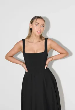 Odd Muse The Ultimate Muse High Waist Square Neck Midi Dress Black Size 10 for rent on The Volte - image 2