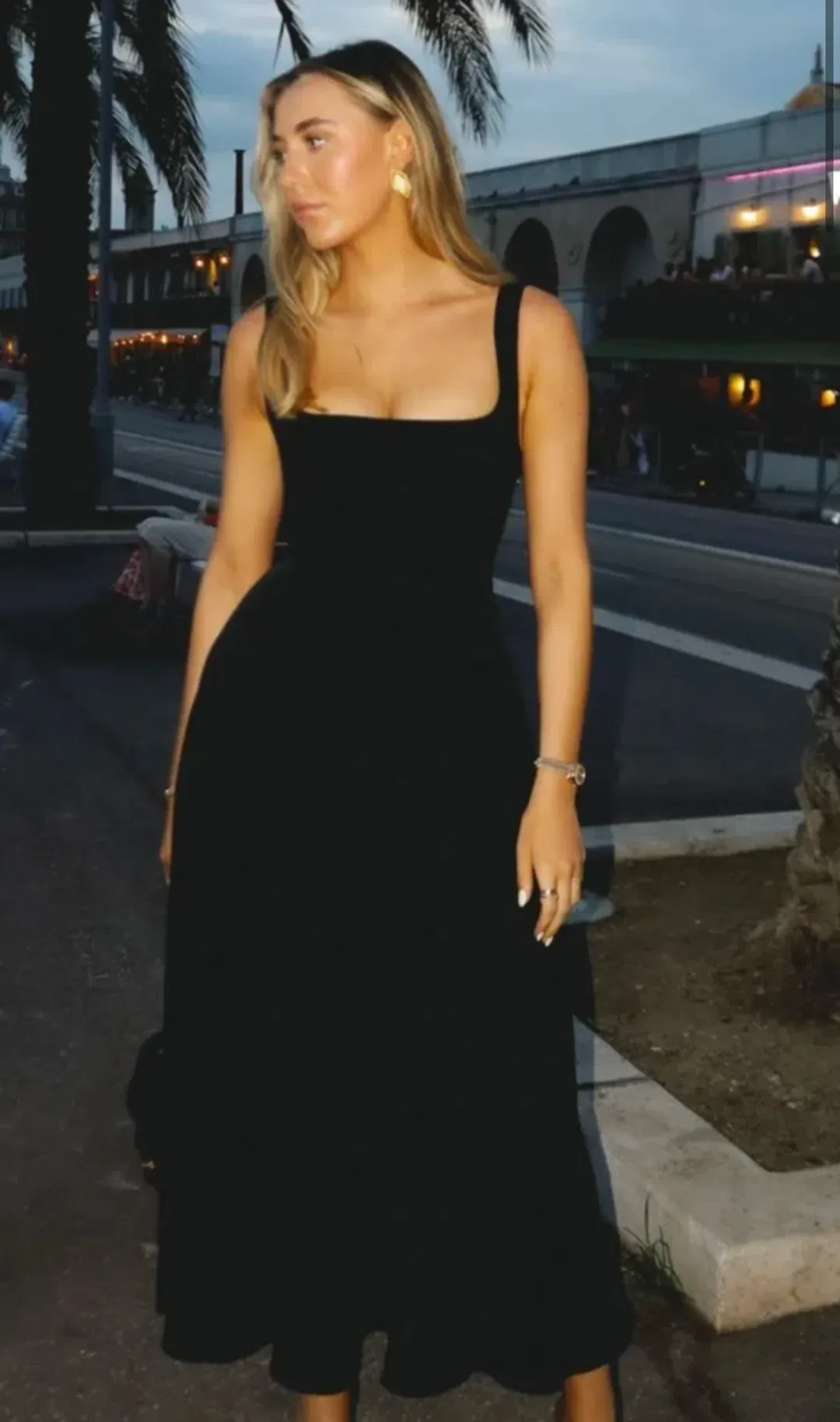 Odd Muse The Ultimate Muse High Waist Square Neck Midi Dress Black Size 10 for rent on The Volte - main image