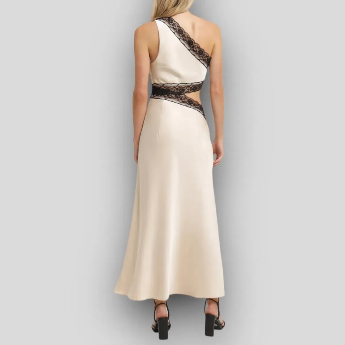 MISHA Jillian Satin Maxi Dress Pink Champagne/Black Size 8 - Image 4