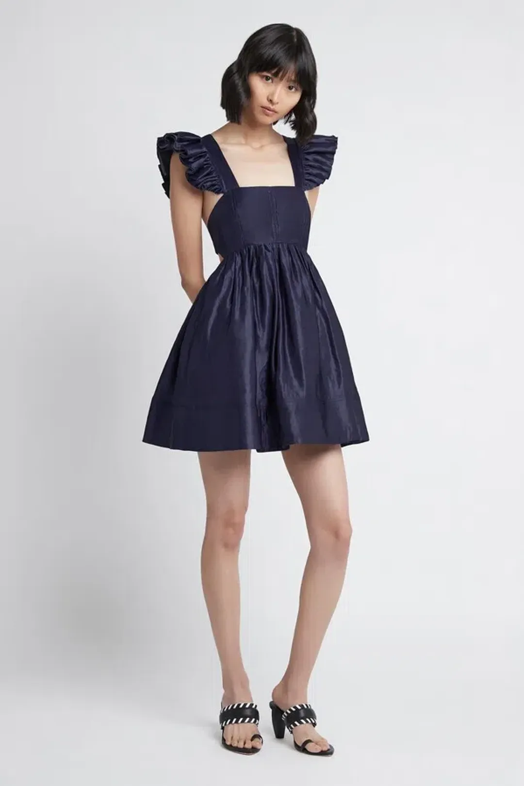 Aje Revitalise Frill Mini Dress Washed Indigo Size XS / AU 6 for rent on The Volte - main image