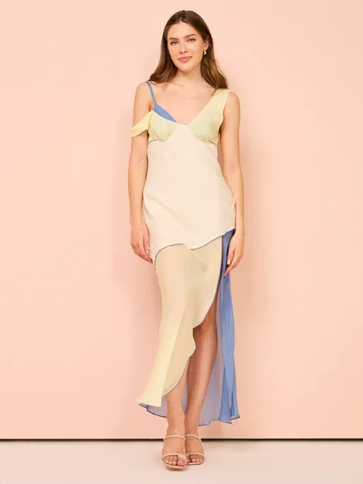 Sir The Label Thames Splice Midi Dress Ecru Multi Size 2 / AU 10 - Image 4