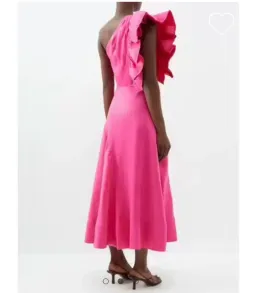 AJE Bonjour Asymmetric Midi Dress Fuschia Pink Size 16 for rent on The Volte - image 7