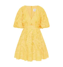 Aje Florential Mini Swing Dress Soft Yellow Size AU 8 for rent on The Volte - image 4