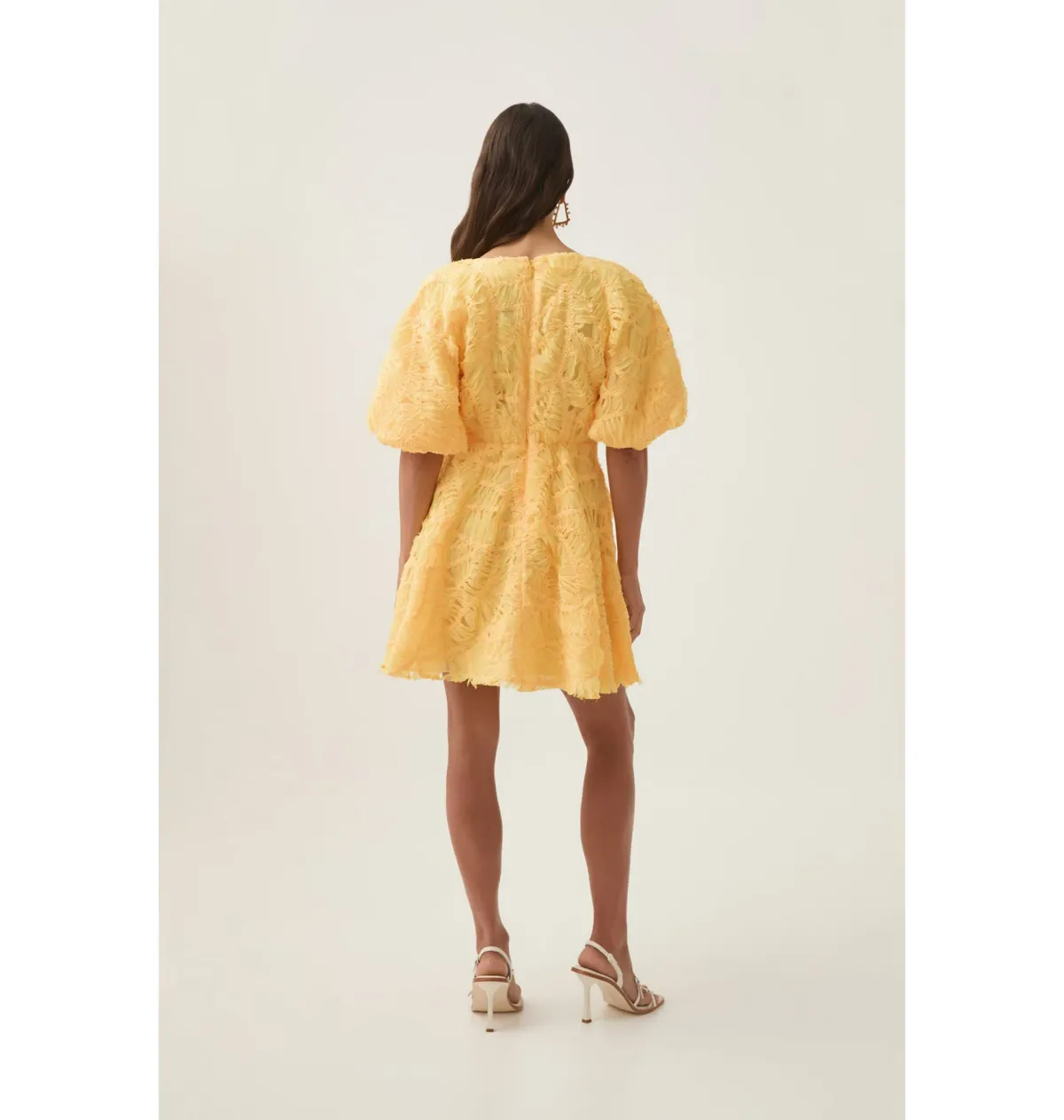 Aje Florential Mini Swing Dress Soft Yellow Size AU 8 - Image 3