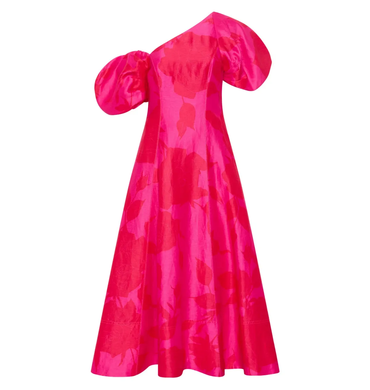 Aje Arista Tulip Sleeve Midi Dress Florescent Rose Pink Size AU 12 - Image 4