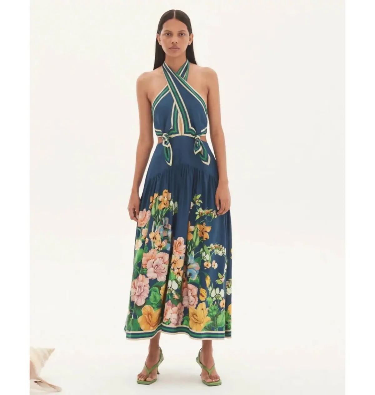 Alemais Lyla Halter Midi Dress Royal Blue Size AU 4 - Image 1