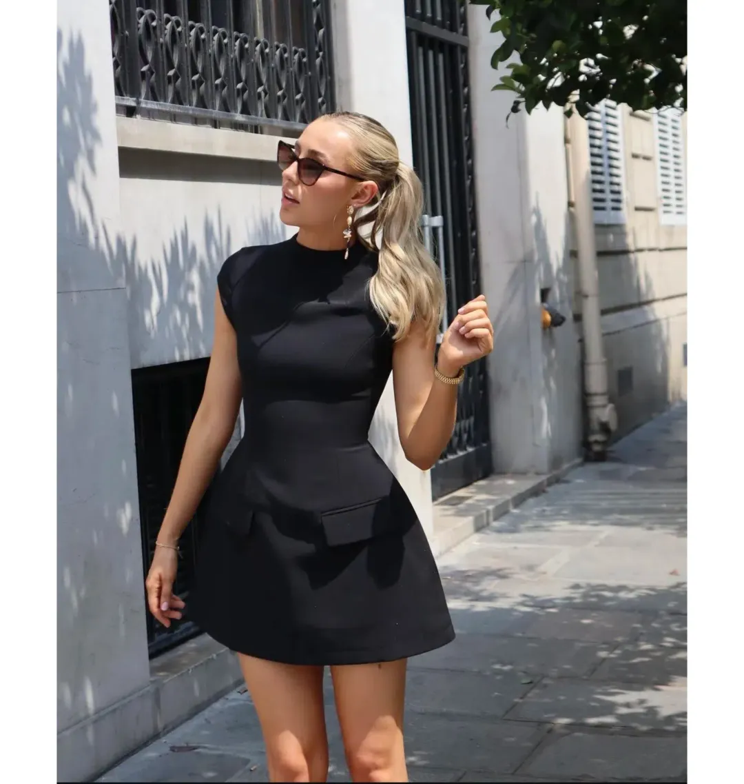 Odd Muse The Ultimate Muse Cap Sleeve Mini Dress Black Size AU 6 for rent on The Volte - main image