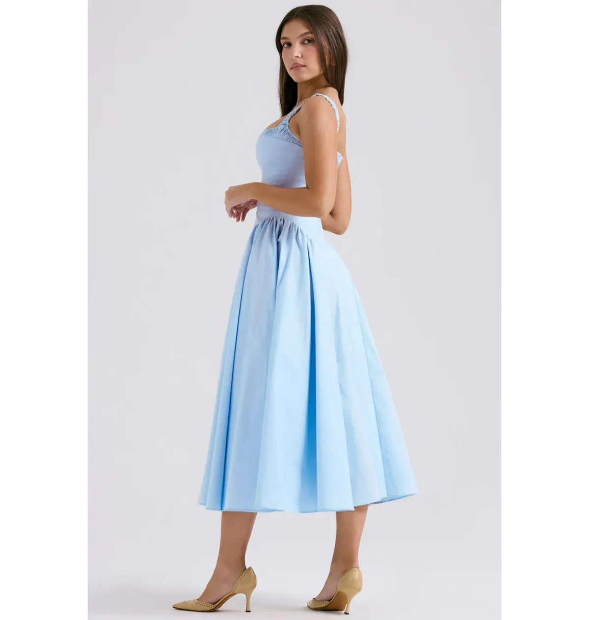 House of CB Dorothy Midi Sundress Italian Azure Size Small / AU 8 - Image 3