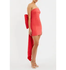 Rebecca Vallance Bon Ami Strapless Bow Mini Dress in Coral/Pink Size AU 10 for rent on The Volte - image 2