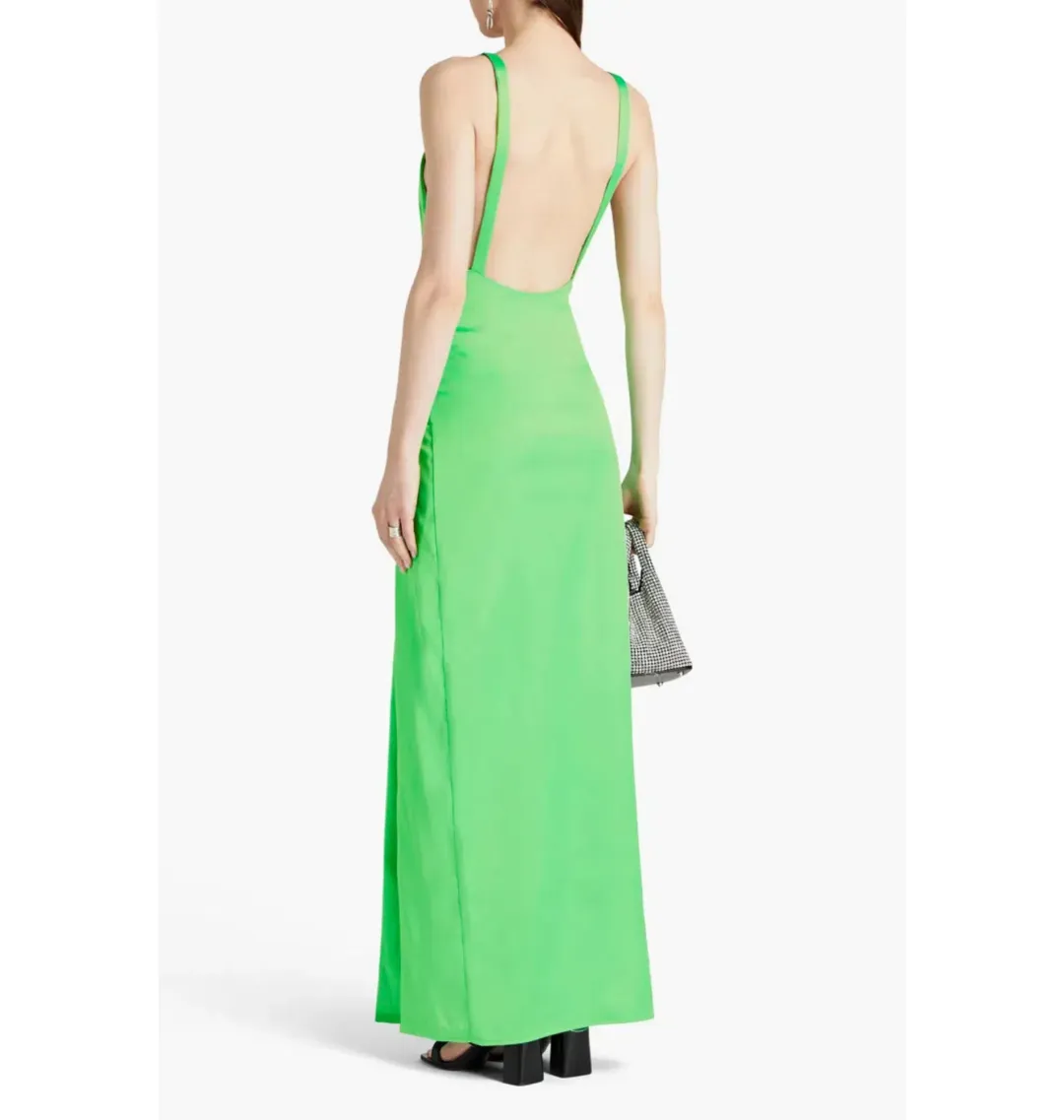 Rotate By Birger Christensen Satin Maxi Dress Neon Green Size AU 8 for rent on The Volte - main image