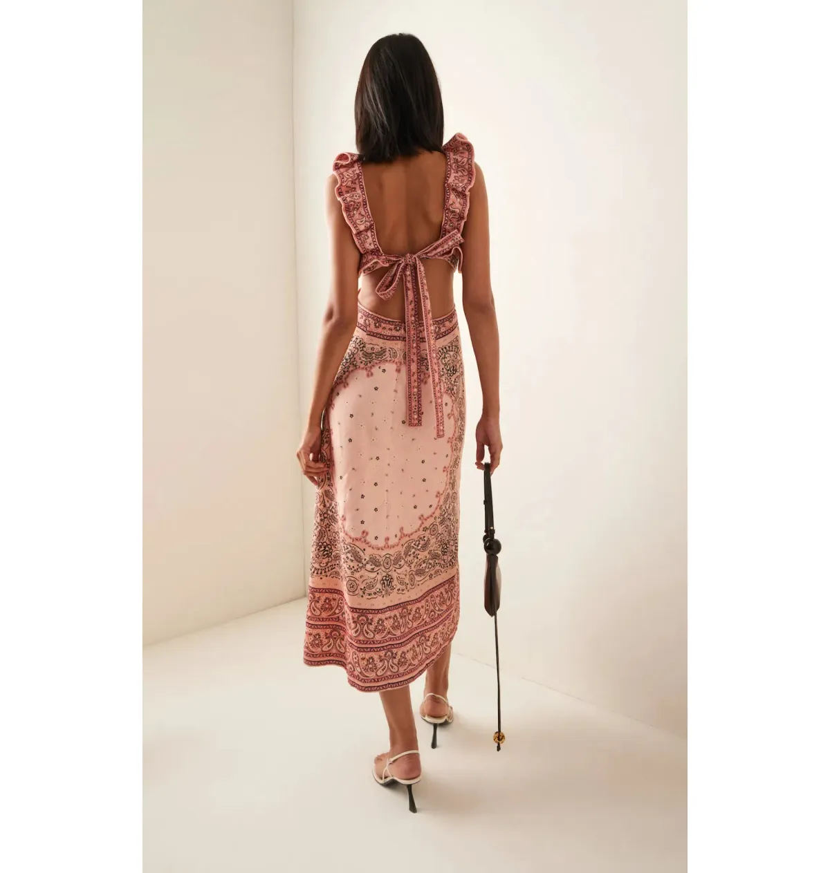 Zimmermann Matchmaker Frilled Midi Dress Pink Bandana Size 1 / AU 10 - Image 2