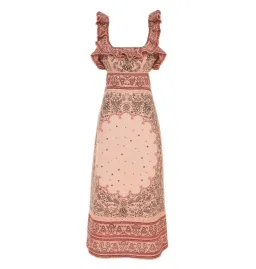 Zimmermann Matchmaker Frilled Midi Dress Pink Bandana Size 1 / AU 10 for rent on The Volte - image 3
