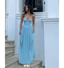 House Of CB Marcella Pleated Maxi Dress Ocean Blue Size AU 6 for rent on The Volte - image 4