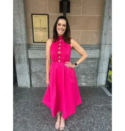 Rebecca Vallance Tahlia Halter Midi Dress Pink Size AU 10 for rent on The Volte - image 4