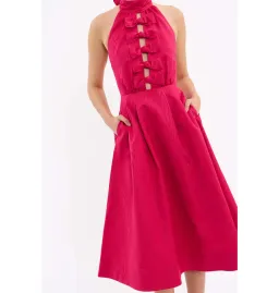 Rebecca Vallance Tahlia Halter Midi Dress Pink Size AU 10 for rent on The Volte - image 2