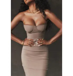 House of CB Lucia Strapless Corset Maxi Dress Taupe Size S / AU 8 for rent on The Volte - image 4
