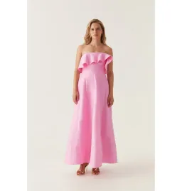 Aje Shallows Strapless Gown Bon Bon Pink Size AU 10 for rent on The Volte - image 1