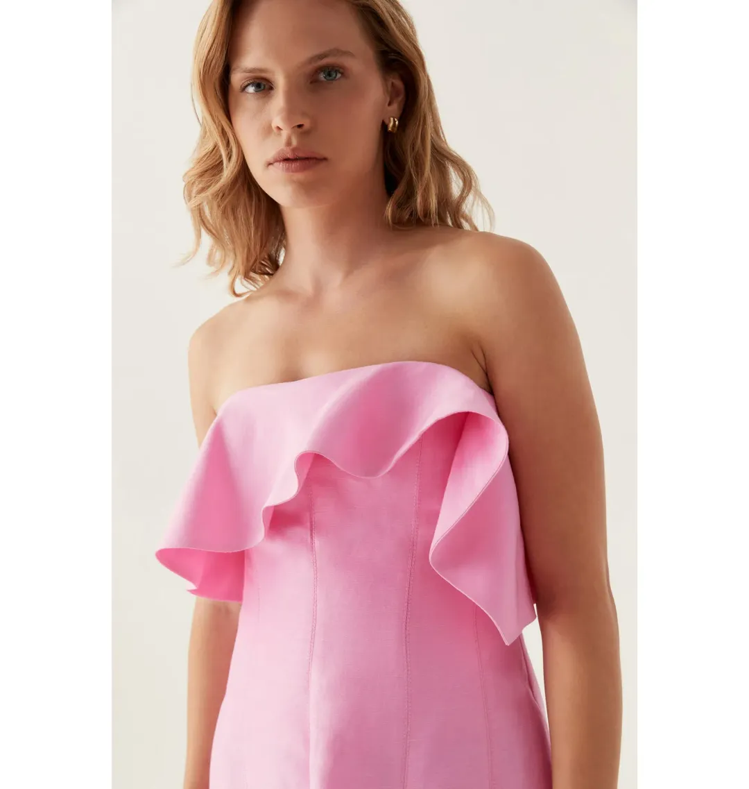 Aje Shallows Strapless Gown Bon Bon Pink Size AU 10 for rent on The Volte - main image