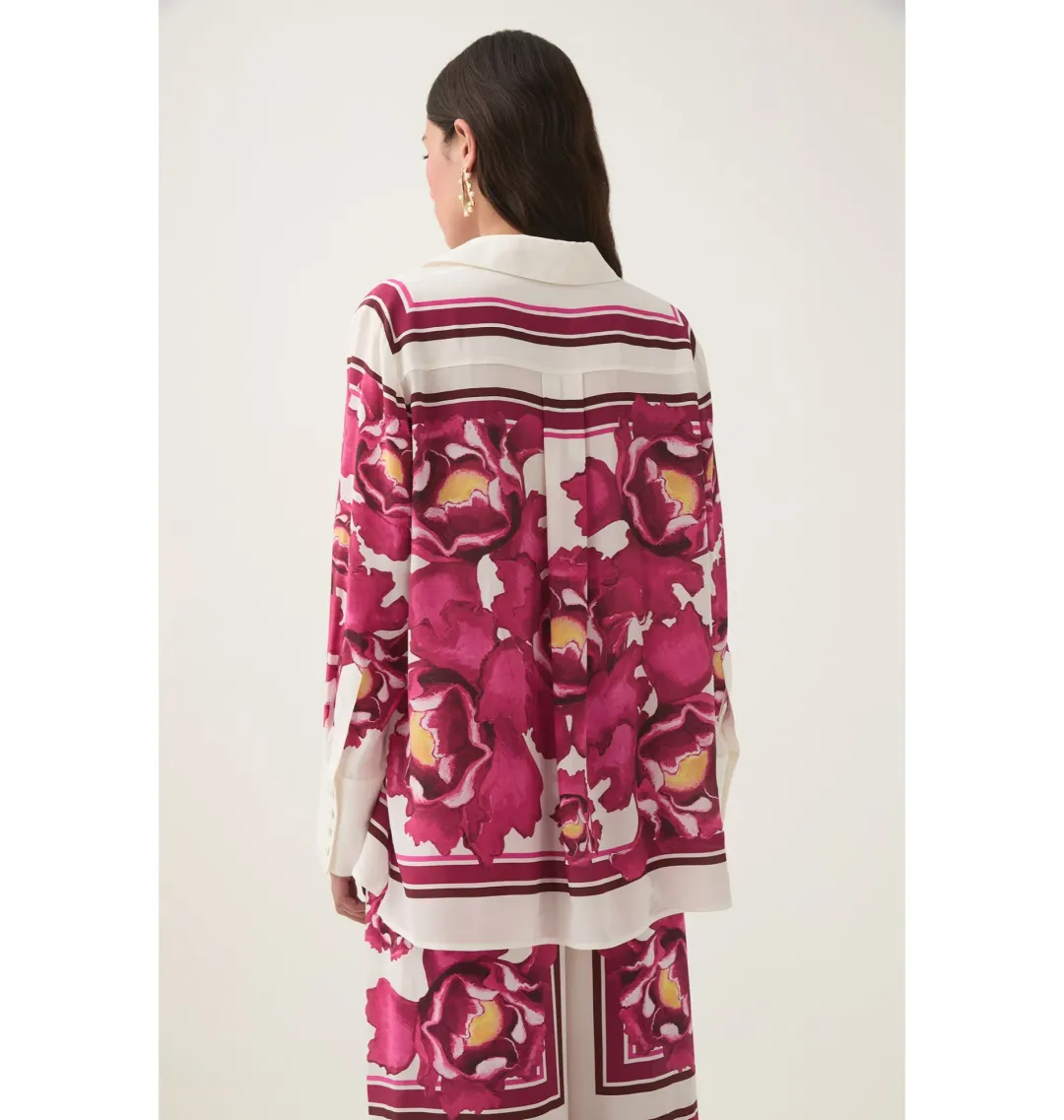 Aje Atomic Silk Shirt and Relaxed Pants Set Boldly Blooming Size AU 10 for rent on The Volte - main image