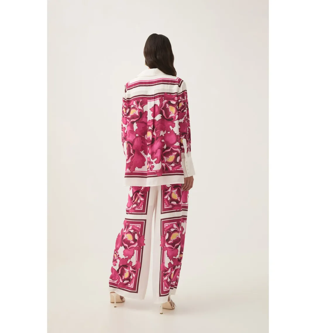 Aje Atomic Silk Shirt and Relaxed Pants Set Boldly Blooming Size AU 10 for rent on The Volte - main image