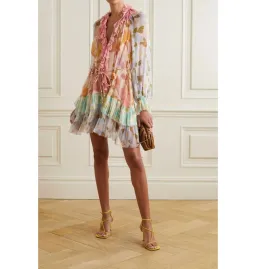 Zimmermann Tempo Frilled Mini Dress Spliced Mult Size 2 / AU 12 for rent on The Volte - image 1