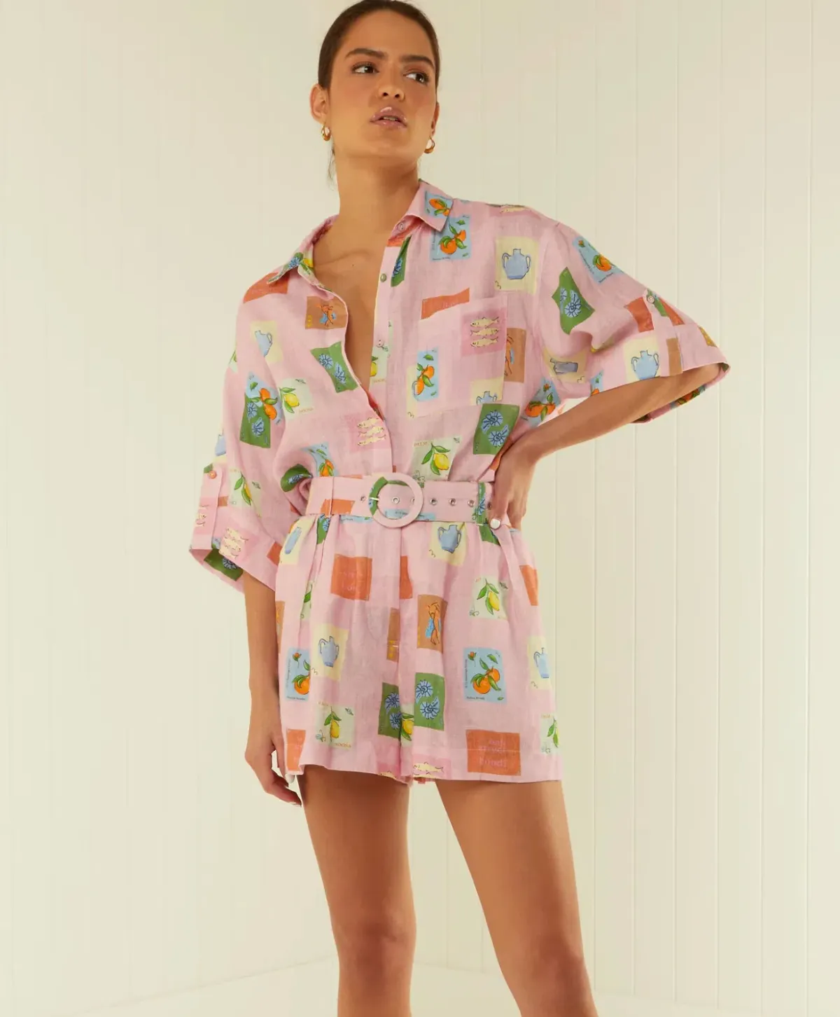 Palm Noosa Mirage Shirt & Rummy Short Set Pink Emblem Size 10 - Image 4