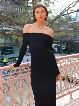 By Nicola Off the Shoulder Maxi Dress in Black Size 14 for rent on The Volte - image 8