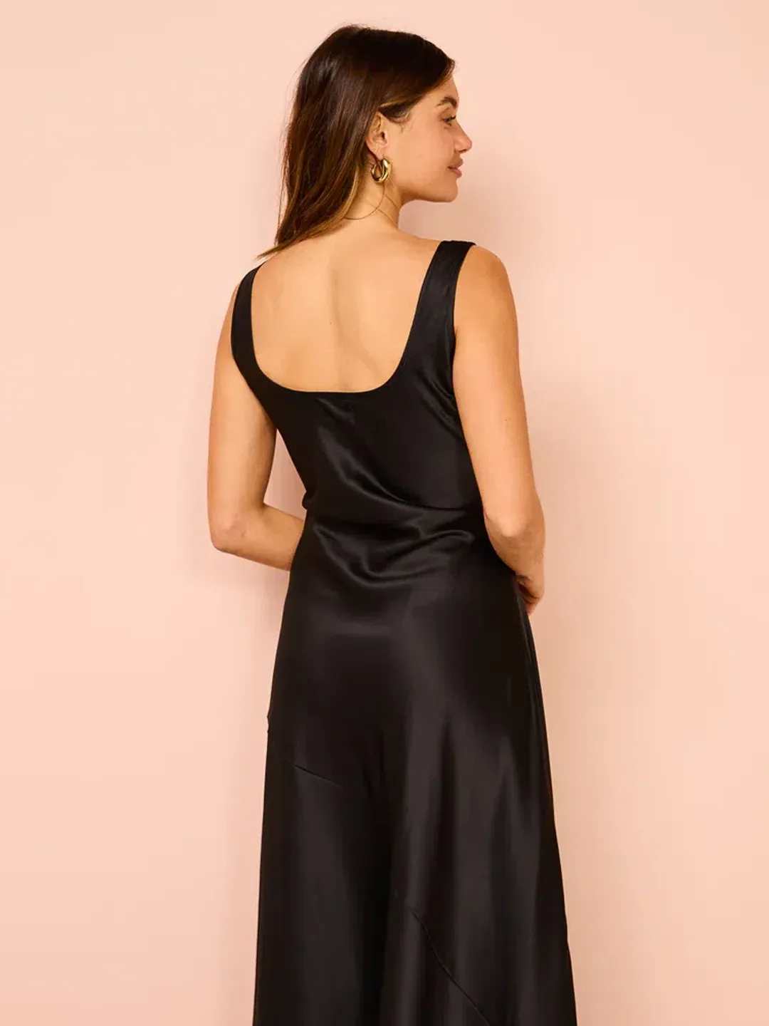 By Nicola Beneath The Stars Bias Cut Slip Dress In Black Size 12 for rent on The Volte - main image