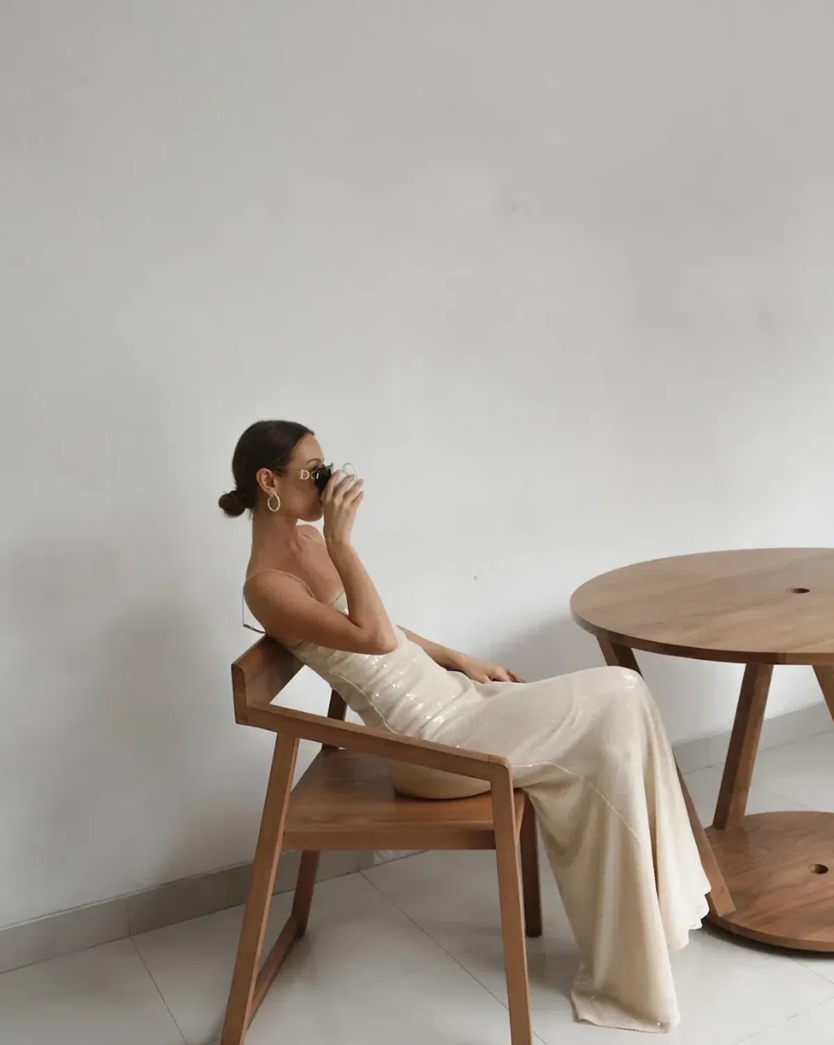 BENNI Juliano Sequin Slip Dress Light Toffee Size S / AU 8 - Image 4