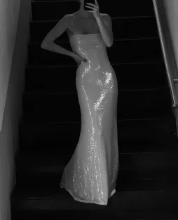 BENNI Juliano Sequin Slip Dress Light Toffee Size S / AU 8 for rent on The Volte - image 7