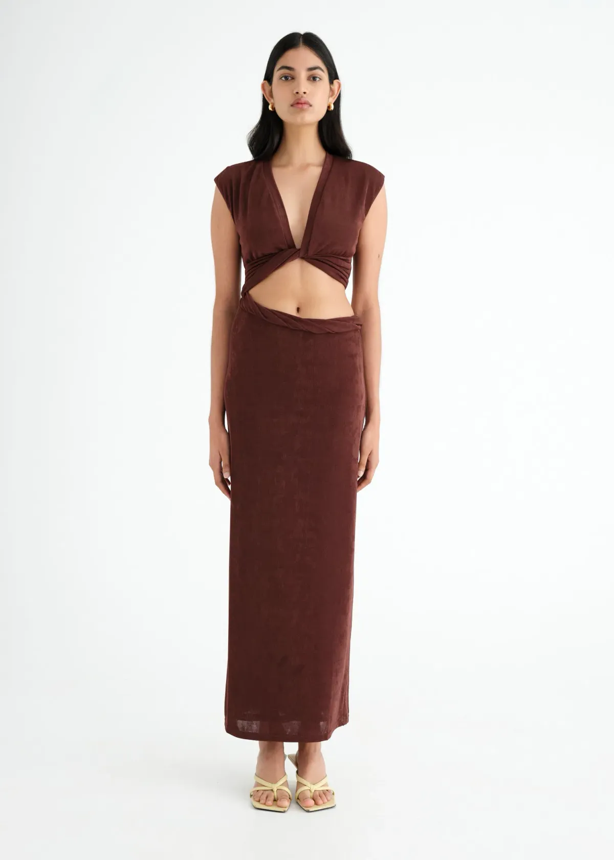Benni Henri Twist Maxi Dress Chocolate Size XS / AU 6 - Image 1
