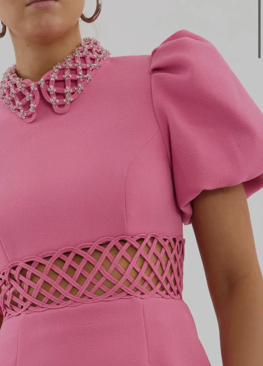 Rebecca Vallance Aubree Collar Mini Dress Pink Size 10 for rent on The Volte - main image