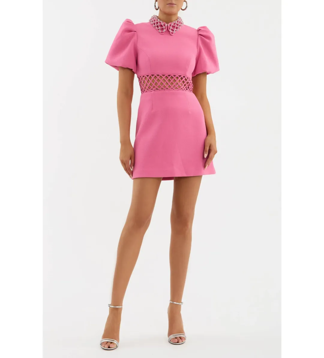 Rebecca Vallance Aubree Collar Mini Dress Pink Size 10 for rent on The Volte - main image