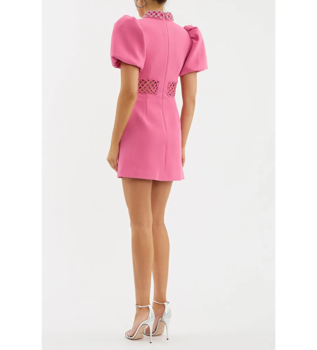 Rebecca Vallance Aubree Collar Mini Dress Pink Size 10 for rent on The Volte - main image