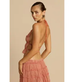 Arcina Ori Juliette Halter and Skirt Set in Peach Size S/Au 6 for rent on The Volte - image 2